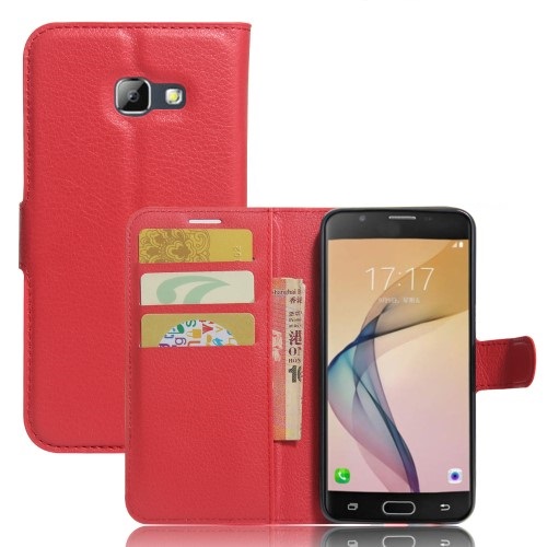 Θήκη SAMSUNG Galaxy A5 (2017) OEM Litchi Grain Leather Flip Wallet δερματίνη κόκκινο