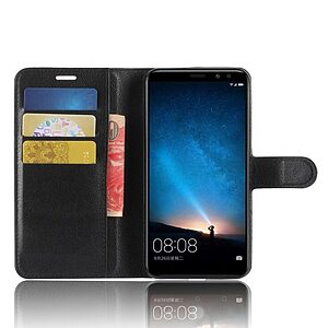 Θήκη HUAWEI Mate 10 Lite OEM Litchi Skin Leather με βάση στήριξης και υποδοχές καρτών Flip Wallet δερματίνη μαύρο - Image 4