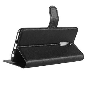 Θήκη HUAWEI Mate 10 Lite OEM Litchi Skin Leather με βάση στήριξης και υποδοχές καρτών Flip Wallet δερματίνη μαύρο - Image 5