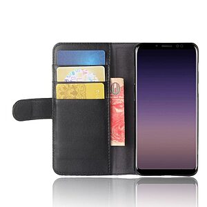Θήκη SAMSUNG Galaxy A8 (2018) OEM Genuine Leather με βάση στήριξης, υποδοχές καρτών και μαγνητικό κούμπωμα Flip Wallet δερμάτινη μαύρο - Image 5