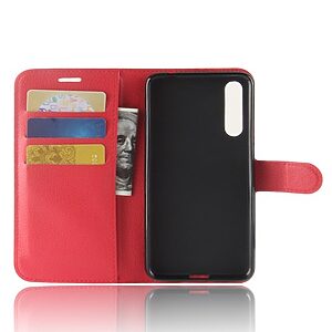 Θήκη HUAWEI P20 Pro OEM Litchi Skin Leather με βάση στήριξης, υποδοχές καρτών και μαγνητικό κούμπωμα Flip Wallet δερματίνη κόκκινο - Image 3