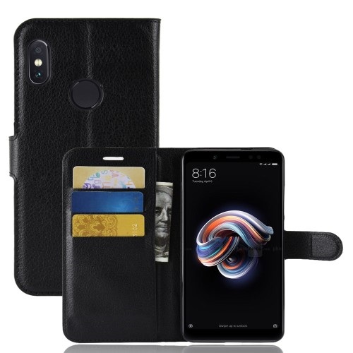 Θήκη XIAOMI Redmi Note 5 Pro OEM Litchi Skin Leather με βάση στήριξης