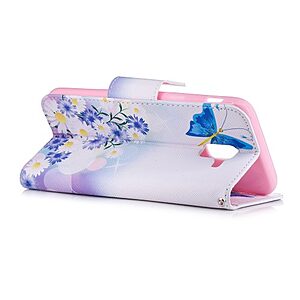 Θήκη SAMSUNG Galaxy J6 (2018) OEM σχέδιο Butterfly in the flowers με βάση στήριξης, υποδοχές καρτών και μαγνητικό κούμπωμα Flip Wallet δερματίνη - Image 4
