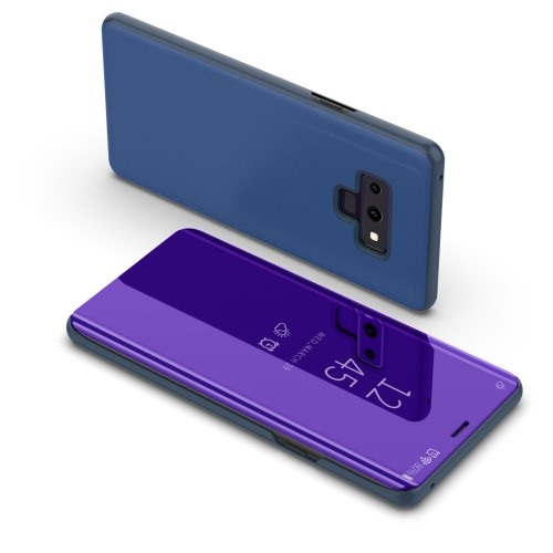 Θήκη SAMSUNG Galaxy Note 9 OEM Mirror Surface View Stand Case Cover Flip Window δερματίνη σκούρο μωβ