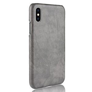 Θήκη iPhone XR OEM Litchi Skin Leather Plastic Series πλάτη δερματίνη γκρι - Image 3