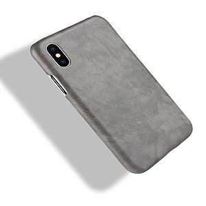 Θήκη iPhone XR OEM Litchi Skin Leather Plastic Series πλάτη δερματίνη γκρι - Image 4