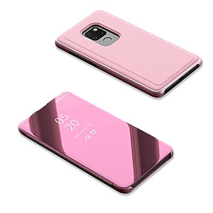 Θήκη Huawei Mate 20 OEM Mirror Surface View Stand Case Cover Flip Window δερματίνη ροζ