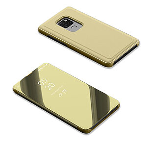 Θήκη Huawei Mate 20 OEM Mirror Surface View Stand Case Cover Flip Window δερματίνη χρυσό