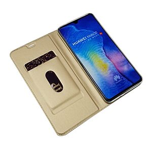 Θήκη Huawei Mate 20 Mad Mask Skin Pro Series με βάση στήριξης, υποδοχή καρτών και μαγνητικό κούμπωμα Flip Wallet δερματίνη χρυσό - Image 5