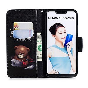 Θήκη Huawei P Smart Plus OEM σχέδιο Angry bear with chainsaw με βάση στήριξης, υποδοχές καρτών και μαγνητικό κούμπωμα Flip Wallet δερματίνη - Image 4