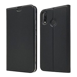 υποδοχή καρτών και μαγνητικό κούμπωμα Flip Wallet δερματίνη μαύρο