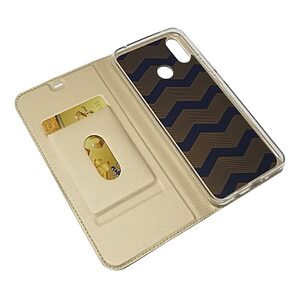 Θήκη Huawei P Smart Plus Mad Mask Skin Pro Series με βάση στήριξης, υποδοχή καρτών και μαγνητικό κούμπωμα Flip Wallet δερματίνη χρυσό - Image 5