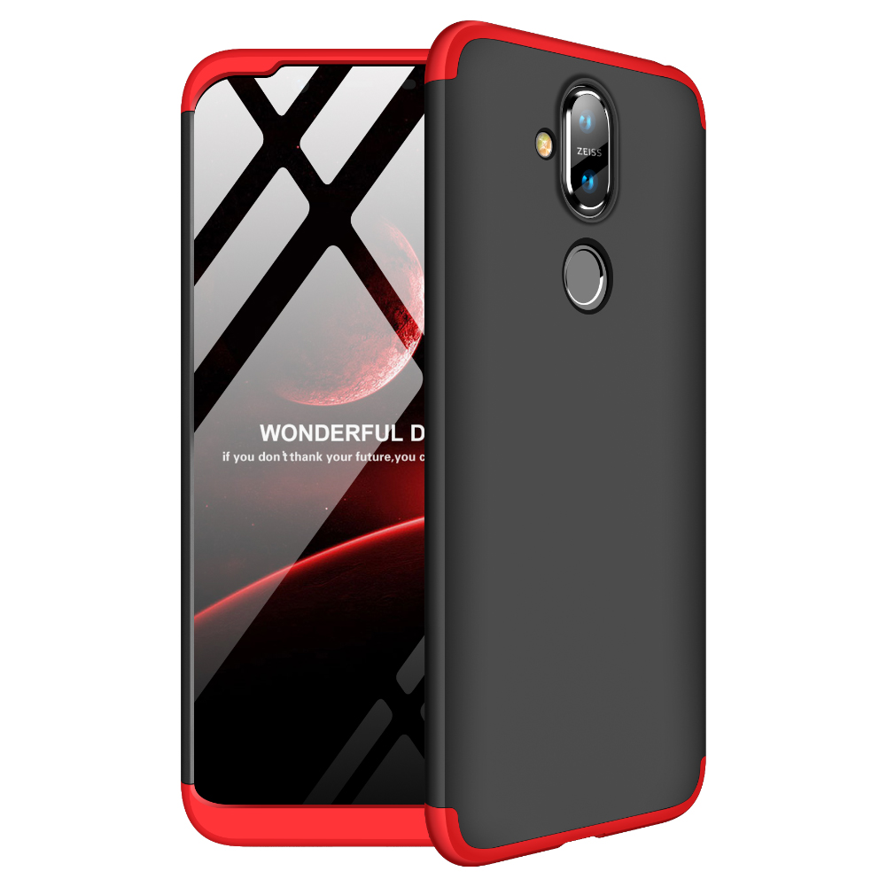 Θήκη Nokia 8.1 GKK Full body Protection 360° από σκληρό πλαστικό μαύρο / κόκκινο
