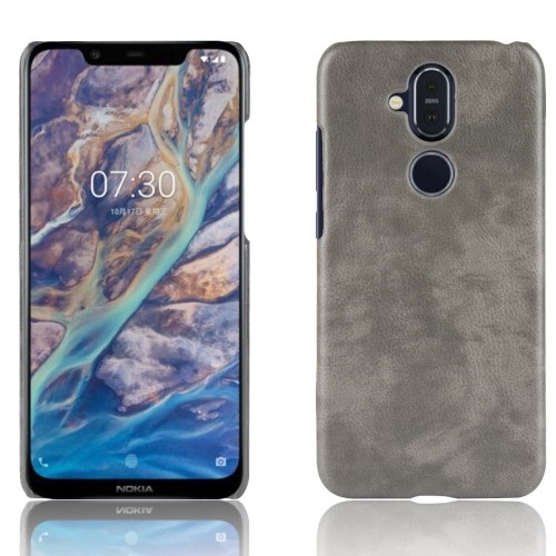 Θήκη Nokia 8.1 OEM Litchi Skin Leather Plastic Series Πλάτη από σκληρό πλαστικό γκρι Θήκη Nokia 8.1 OEM Litchi Skin Leather Plastic Series Πλάτη από σκληρό πλαστικό γκρι
