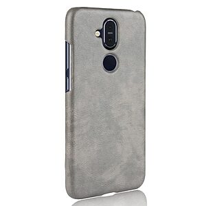 Θήκη Nokia 8.1 OEM Litchi Skin Leather Plastic Series Πλάτη από σκληρό πλαστικό γκρι - Image 3