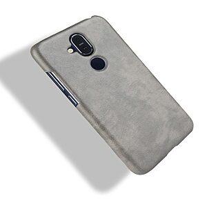 Θήκη Nokia 8.1 OEM Litchi Skin Leather Plastic Series Πλάτη από σκληρό πλαστικό γκρι - Image 4