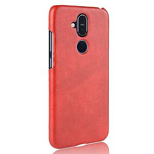 Θήκη Nokia 8.1 OEM Litchi Skin Leather Plastic Series Πλάτη από σκληρό πλαστικό κόκκινο - Image 3