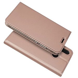 υποδοχή καρτών και μαγνητικό κούμπωμα Flip Wallet δερματίνη ροζ χρυσό