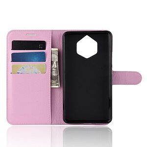 Θήκη Nokia 9 PureView OEM Litchi Texture Leather με βάση στήριξης, υποδοχές καρτών και μαγνητικό κούμπωμα Flip Wallet δερματίνη ροζ - Image 3