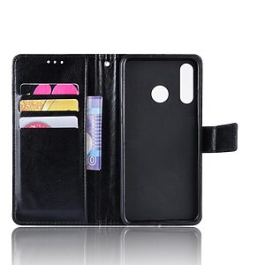 Θήκη Huawei P30 Lite OEM Split Leather με βάση στήριξης, υποδοχές καρτών και μαγνητικό κούμπωμα Flip Wallet δερματίνη μαύρο - Image 4