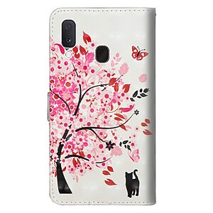 Θήκη Samsung Galaxy A20e OEM σχέδιο Flowered Tree με βάση στήριξης, υποδοχές καρτών και μαγνητικό κούμπωμα Flip Wallet δερματίνη - Image 3