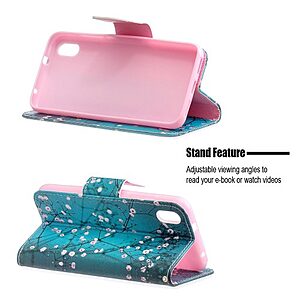 Θήκη Xiaomi Redmi 7A OEM σχέδιο Tree with Flowers με βάση στήριξης, υποδοχές καρτών και μαγνητικό κούμπωμα Flip Wallet δερματίνη - Image 5