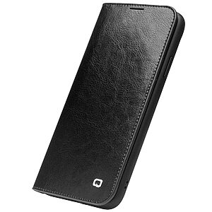 Θήκη iPhone 11 QIALINO Genuine Cowhide Leather Flip Wallet δερμάτινη μαύρο - Image 5