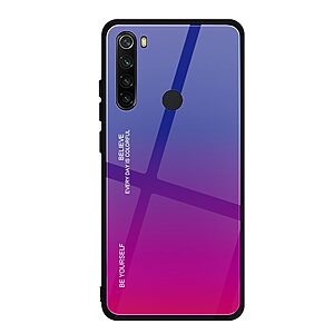 Θήκη Xiaomi Redmi Note 8 OEM Gradient Color Laser Carving Tempered Glass Back Cover TPU μπλε σκούρο / φούξια