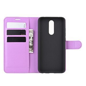 Θήκη Xiaomi Redmi 8 OEM Litchi Texture Leather με βάση στήριξης, υποδοχές καρτών και μαγνητικό κούμπωμα Flip Wallet από συνθετικό δέρμα και TPU μωβ - Image 4