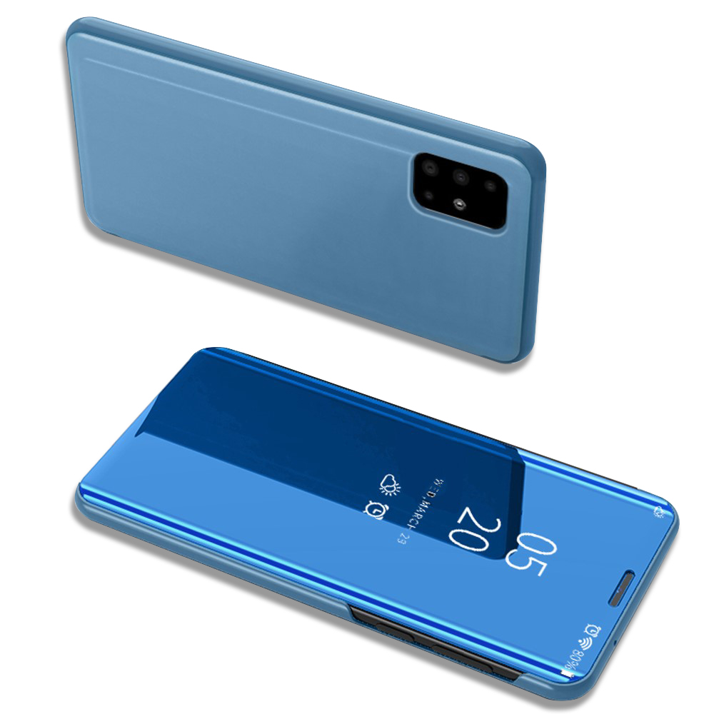Θήκη Samsung Galaxy A71 OEM Mirror Surface View Stand Case Cover Flip Window γαλάζιο