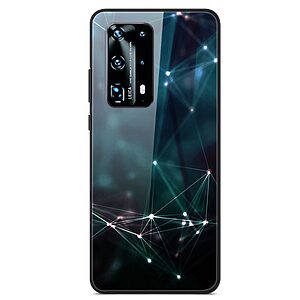 Θήκη Huawei P40 OEM σχέδιο Line Shiny Spots με πλάτη από Tempered Glass και εσωτερικό TPU