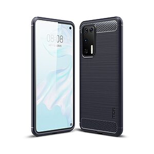 Θήκη Huawei P40 MOFI Brushed TPU Carbon Πλάτη μπλε σκούρο