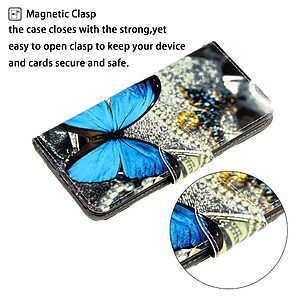 Θήκη Xiaomi Redmi Note 9s / Note 9 Pro / Note 9 Pro Max OEM Big Blue Butterfly με βάση στήριξης, υποδοχές καρτών και μαγνητικό κούμπωμα Flip Wallet δερματίνη - Image 3