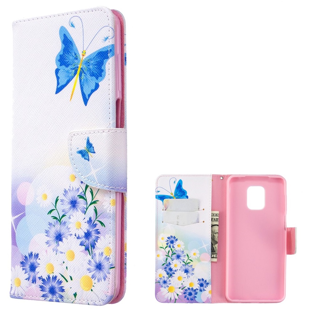 Θήκη Xiaomi Redmi Note 9S OEM Blue Butterfly & Flowers με βάση στήριξης