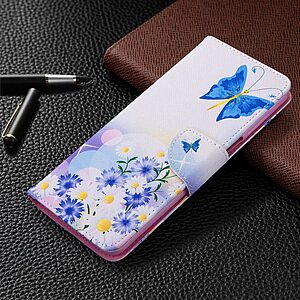 Θήκη Xiaomi Redmi Note 9s / Note 9 Pro / Note 9 Pro Max OEM Blue Butterfly & Flowers με βάση στήριξης, υποδοχές καρτών και μαγνητικό κούμπωμα Flip Wallet από συνθετικό δέρμα και TPU - Image 4