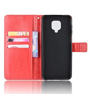 Θήκη Xiaomi Redmi Note 9s / Note 9 Pro / Note 9 Pro Max OEM Crazy Horse Leather με βάση στήριξης, υποδοχές καρτών και μαγνητικό κούμπωμα Flip Wallet δερματίνη κόκκινο - Image 4
