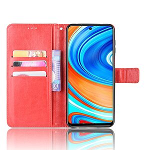 Θήκη Xiaomi Redmi Note 9s / Note 9 Pro / Note 9 Pro Max OEM Crazy Horse Leather με βάση στήριξης, υποδοχές καρτών και μαγνητικό κούμπωμα Flip Wallet δερματίνη κόκκινο - Image 5