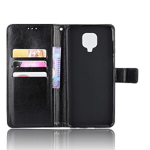 Θήκη Xiaomi Redmi Note 9s / Note 9 Pro / Note 9 Pro Max OEM Crazy Horse Leather με βάση στήριξης, υποδοχές καρτών και μαγνητικό κούμπωμα Flip Wallet δερματίνη μαύρο - Image 4