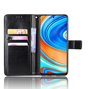 Θήκη Xiaomi Redmi Note 9s / Note 9 Pro / Note 9 Pro Max OEM Crazy Horse Leather με βάση στήριξης, υποδοχές καρτών και μαγνητικό κούμπωμα Flip Wallet δερματίνη μαύρο - Image 5