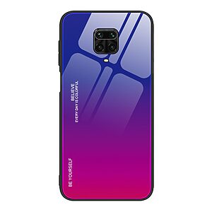 Θήκη Xiaomi Redmi Note 9S OEM Gradient Color Laser Carving Tempered Glass Πλάτη TPU μπλε / φούξια