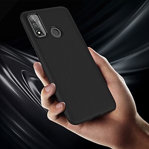 Θήκη Huawei P Smart (2020) LENUO Twill Texture Carbon Πλάτη TPU μαύρο - Image 4