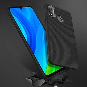 Θήκη Huawei P Smart (2020) LENUO Twill Texture Carbon Πλάτη TPU μαύρο - Image 5