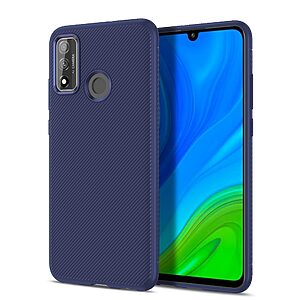 Θήκη Huawei P Smart (2020) LENUO Twill Texture Carbon Πλάτη TPU μπλε