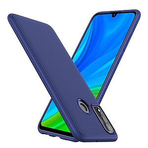 Θήκη Huawei P Smart (2020) LENUO Twill Texture Carbon Πλάτη TPU μπλε - Image 3