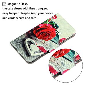 Θήκη Xiaomi Redmi 9A / 9AT OEM Heart Rose με βάση στήριξης, υποδοχές καρτών και μαγνητικό κούμπωμα Flip Wallet δερματίνη - Image 3