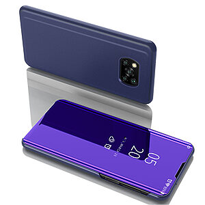 Θήκη Xiaomi Poco X3 NFC OEM Mirror Surface Series Flip Window δερματίνη χρυσό μπλε