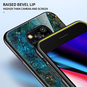 Θήκη Xiaomi Poco X3 NFC / X3 Pro OEM σχέδιο Marble με Πλάτη Tempered Glass και TPU σμαραγδί - Image 4