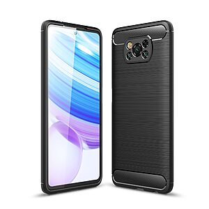 Θήκη Xiaomi Poco X3 NFC OEM Brushed TPU Carbon Πλάτη μαύρο