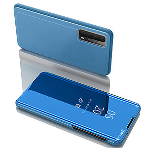 Θήκη Huawei P Smart (2021) OEM Mirror Surface Series Flip Window δερματίνη χρυσό γαλάζιο