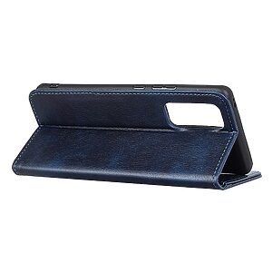 Θήκη Huawei P Smart (2021) OEM Litchi Skin Series με βάση στήριξης, υποδοχή καρτών και μαγνητικό κούμπωμα Flip Wallet από συνθετικό δέρμα και TPU μπλε - Image 4